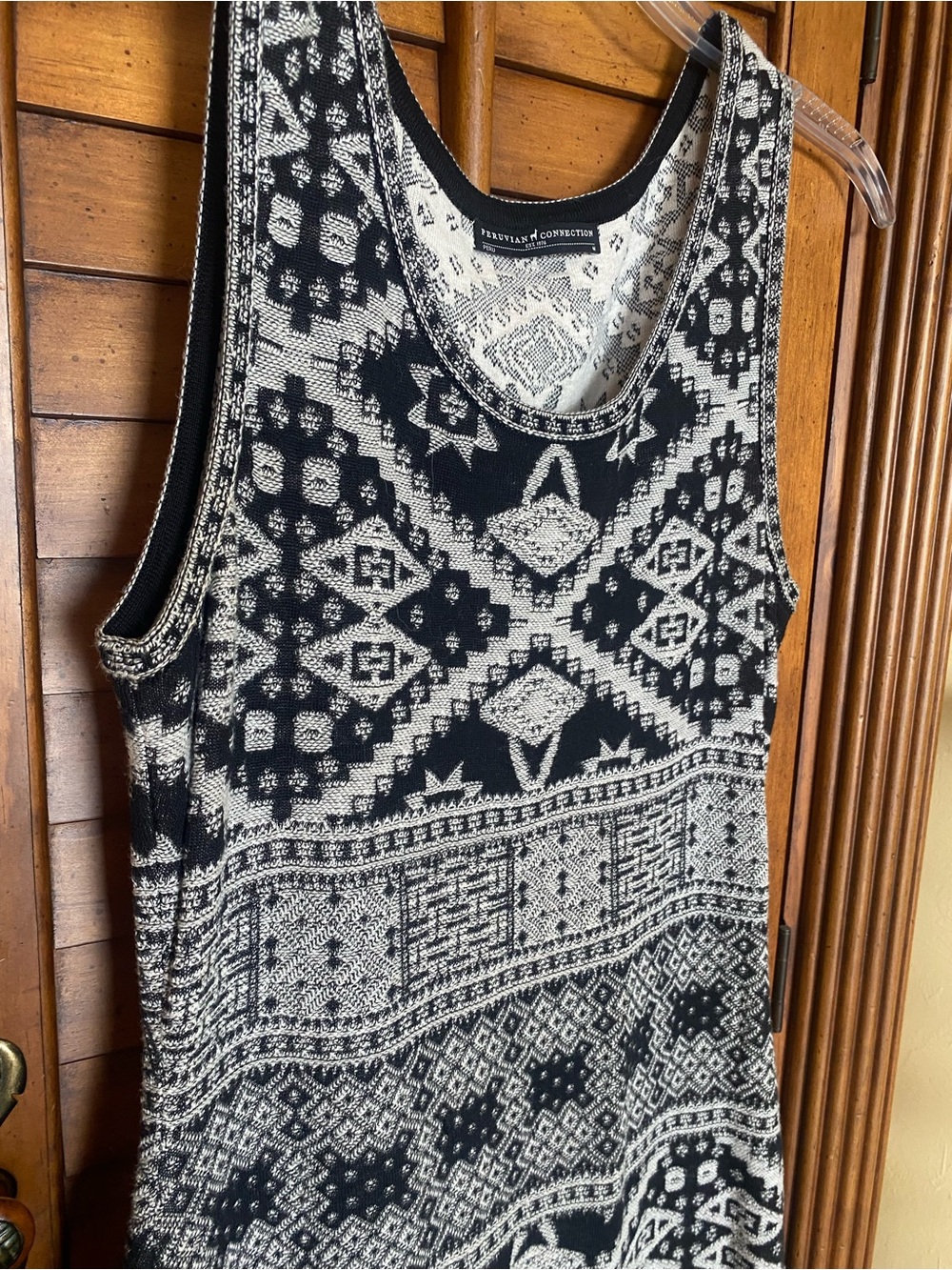 Peruvian Connection Black & White Aztec Midi Dress - Picture 3 of 4